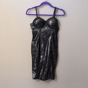 Black Sequin Mini Dress with Adjustable Straps